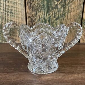 Crystal Dual Handle Cup Vintage Sawtooth Edging, Similar to Princeton Pattern
